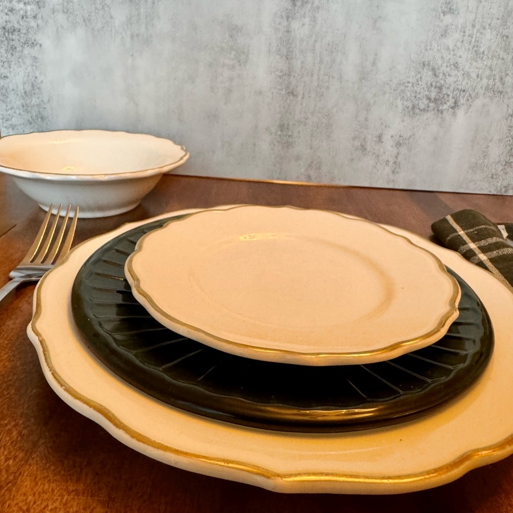 Cream and Gold Dessert Plates Set of 8